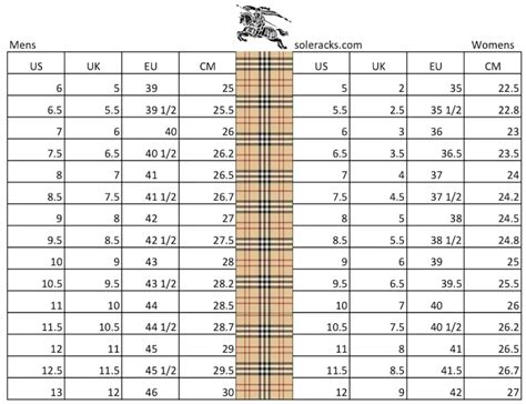 burberry shoe size chart us